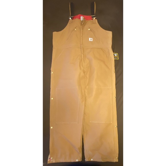 Carhartt Brown 48/32 Duck Bib Overall Double Knee Quilt Lined R38 NEW *Read - Picture 1 of 9